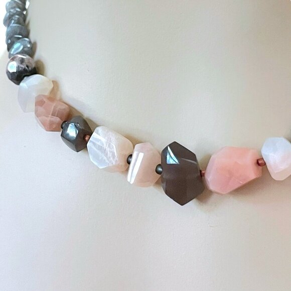 Peyote Bird Necklace Sterling Silver Moonstone Labradorite Agate Beaded 15" Boho - Picture 5 of 16